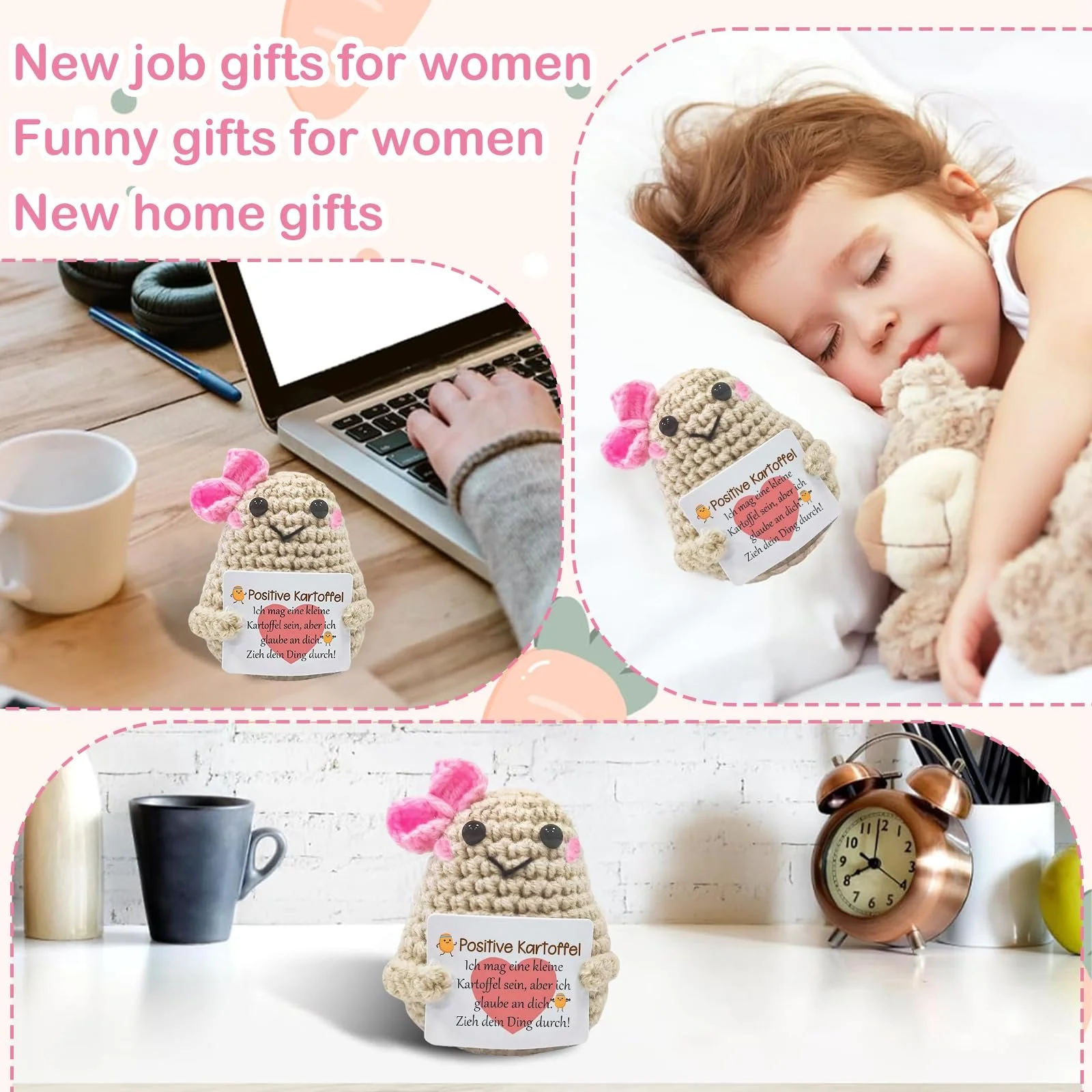 Positive Potato Gifts Creative Knitted Wool Potato Doll Позитивная картошка с бантиком, фото №4 Positive Potato Gifts Creative Knitted Wool Potato Doll Позитивная картошка с бантиком, фото №4