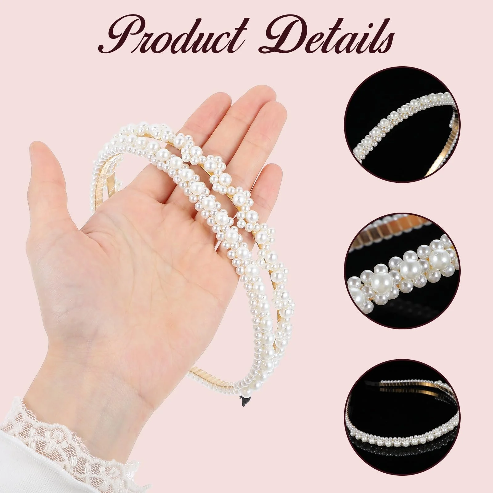 Обруч Стразы Имитация Жемчуга, фото №4