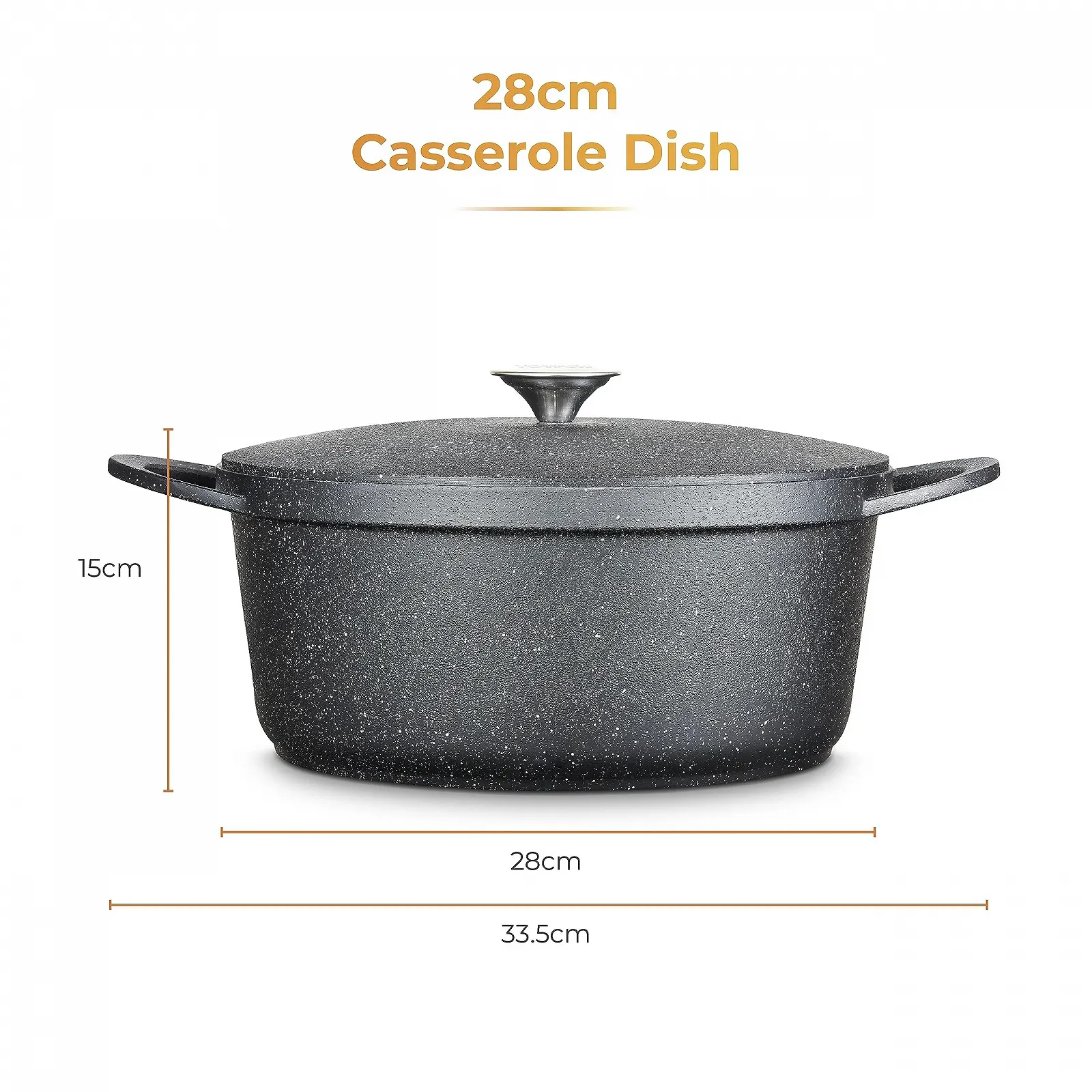 Кастрюля Tower Precision T900192 28 см с алюминиевой крышкой литой алюминий черная, фото №9