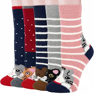 Пухнасті шкарпетки для жінок, 5 пар - Фото 1