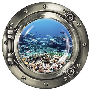 Наклейка на стіну Wandkings Porthole Underwater World Living Reef 30 x 30 см Silver - Фото 1