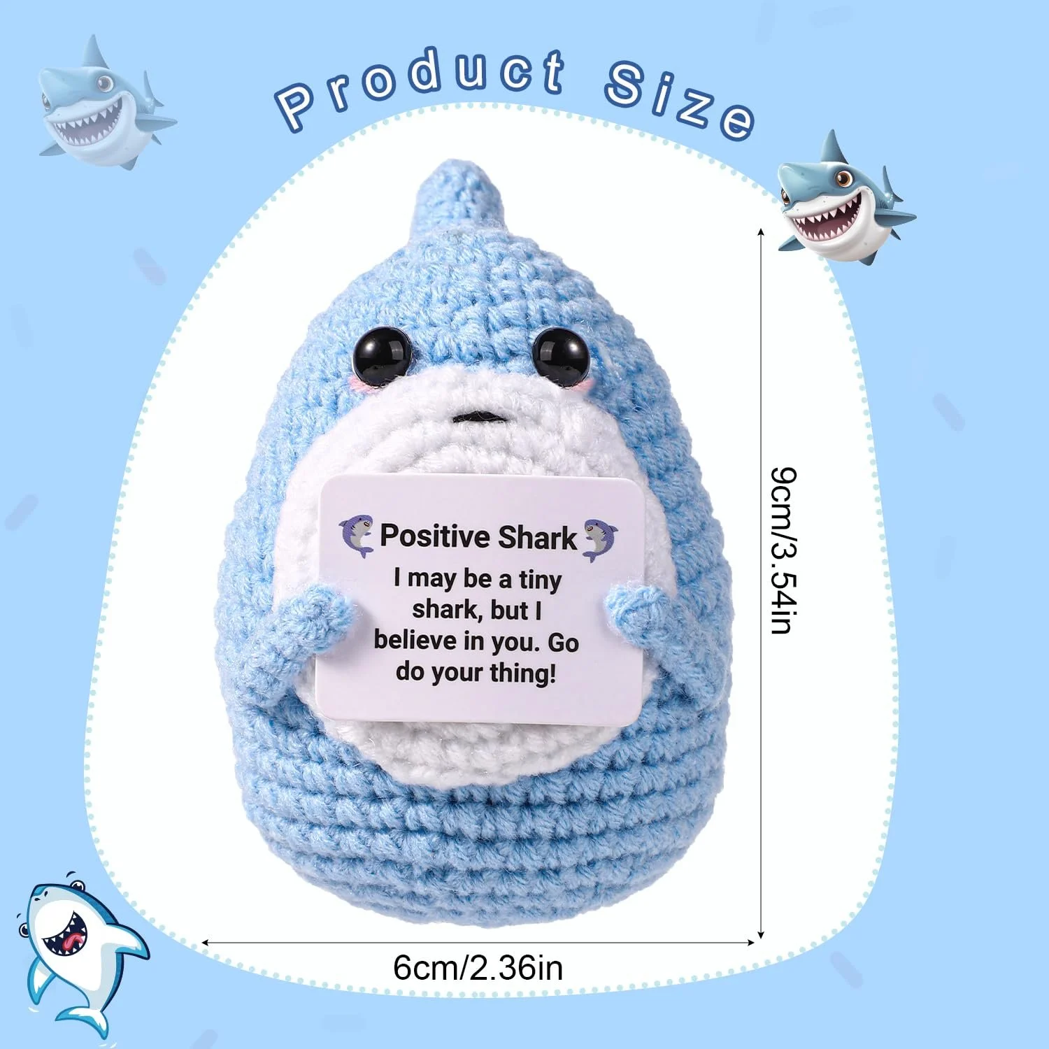 Вязаная игрушка Акула TOYMIS Positive Shark Мини кукла крючком, эмоциональная поддержка, подарок для вдохновения, украшение для вечеринки, фото №2 Вязаная игрушка Акула TOYMIS Positive Shark Мини кукла крючком, эмоциональная поддержка, подарок для вдохновения, украшение для вечеринки, фото №2