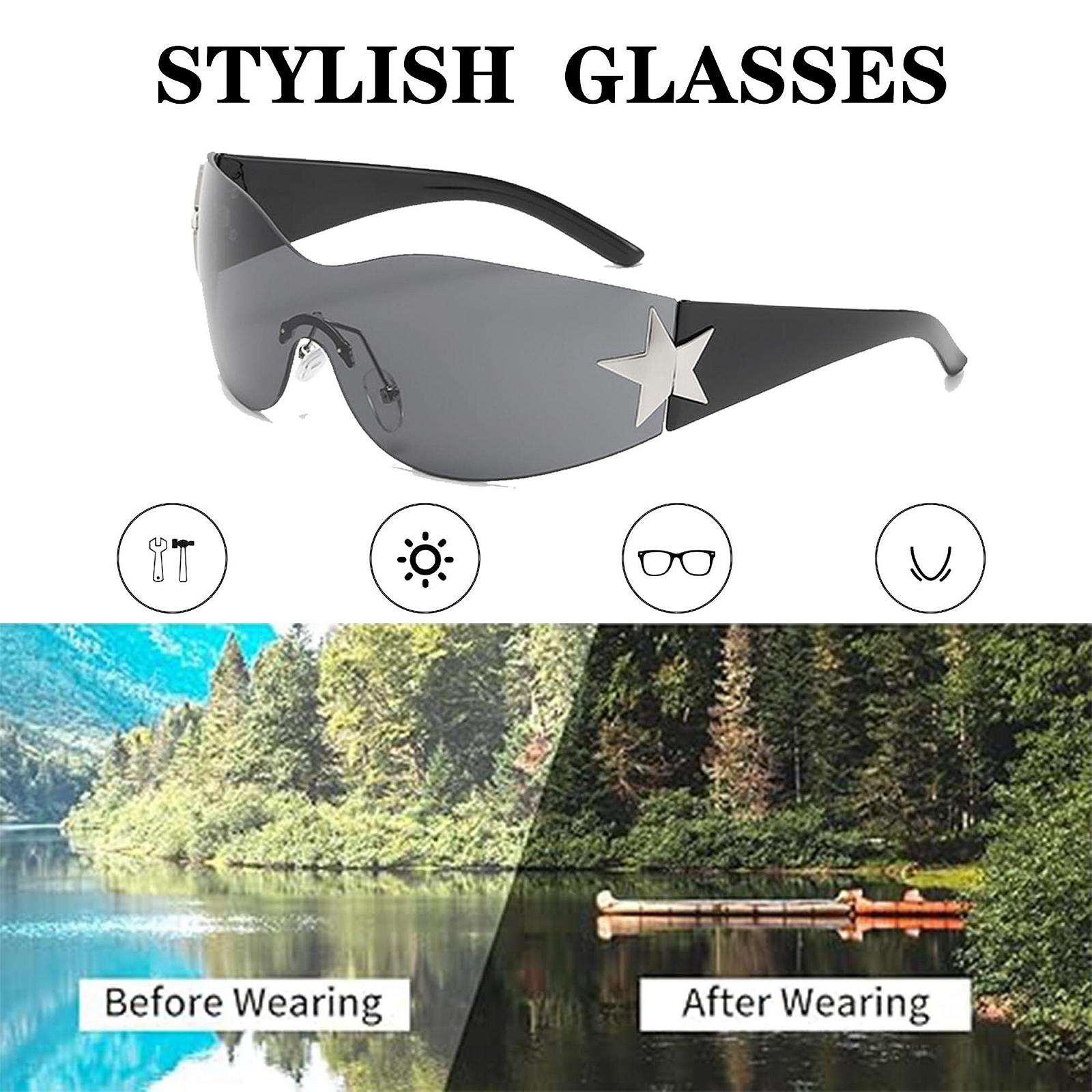 Сонцезахисні окуляри Без оправи YUIOOISH Star Y2k UV400, фото №6