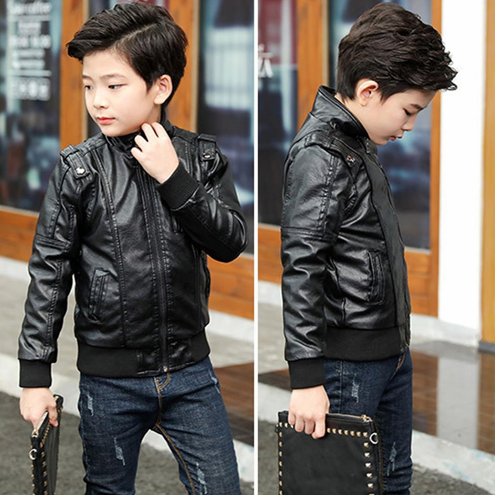 Шкіряна куртка L SERVER Дитяча для хлопчиків зі стійкою коміром, штучна шкіра, фото №4 Шкіряна куртка L SERVER Дитяча для хлопчиків зі стійкою коміром, штучна шкіра, фото №4