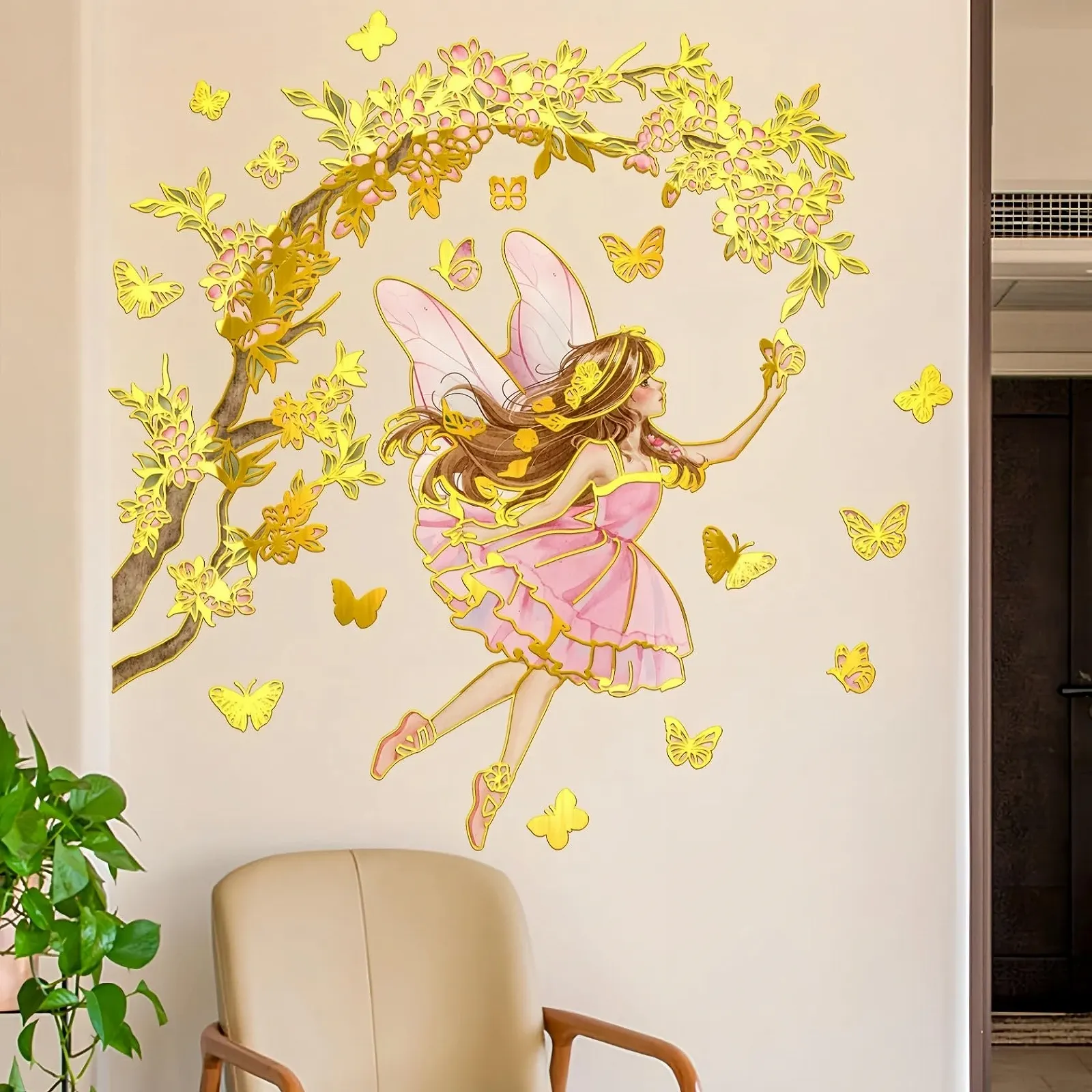 Наклейки на стіну Lekabee Golden Flower Fairy Style_B, фото №1
