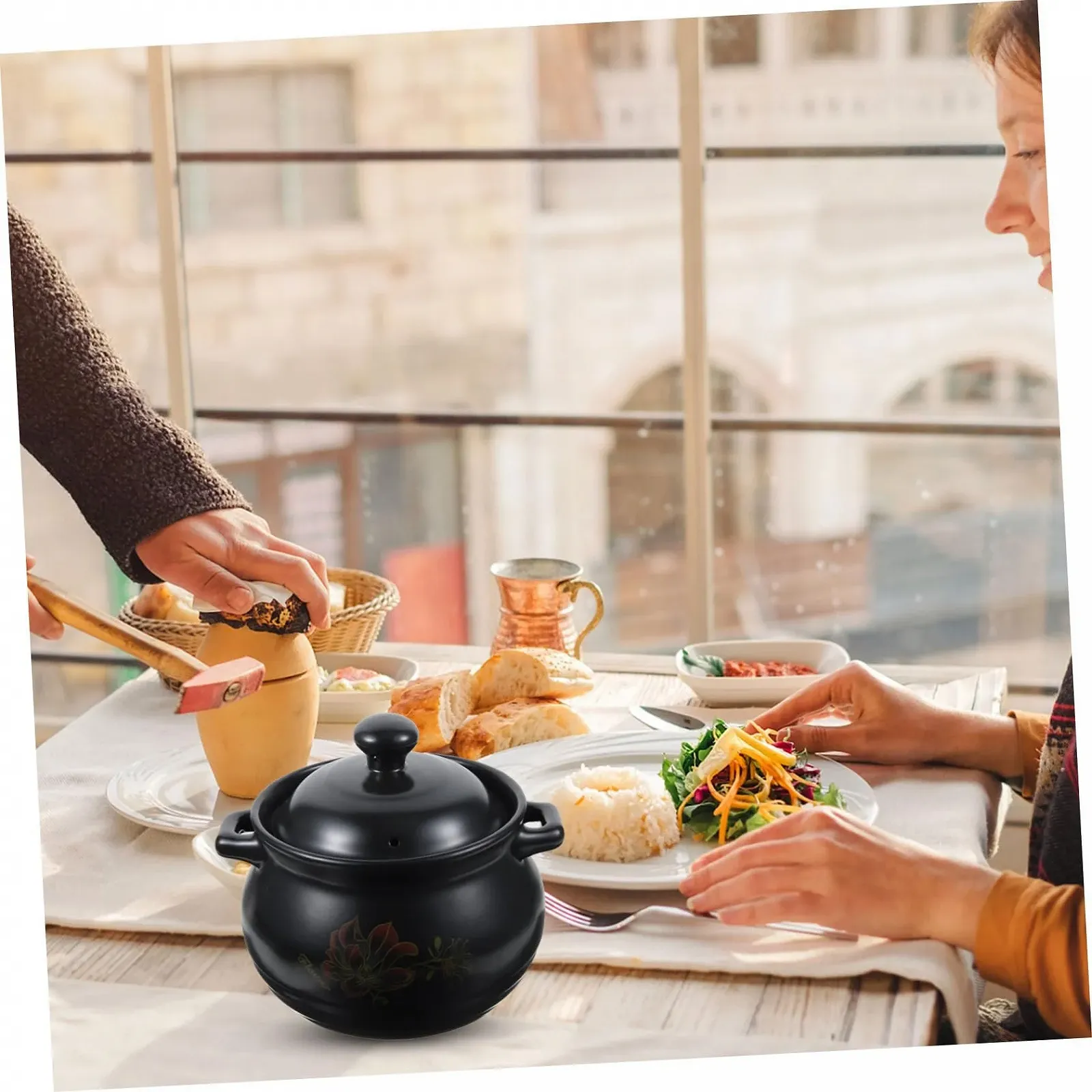 Каструля Ipetboom Керамічна Кам'яна кераміка Чорна з квітковим візерунком, фото №2 Каструля Ipetboom Керамічна Кам'яна кераміка Чорна з квітковим візерунком, фото №2