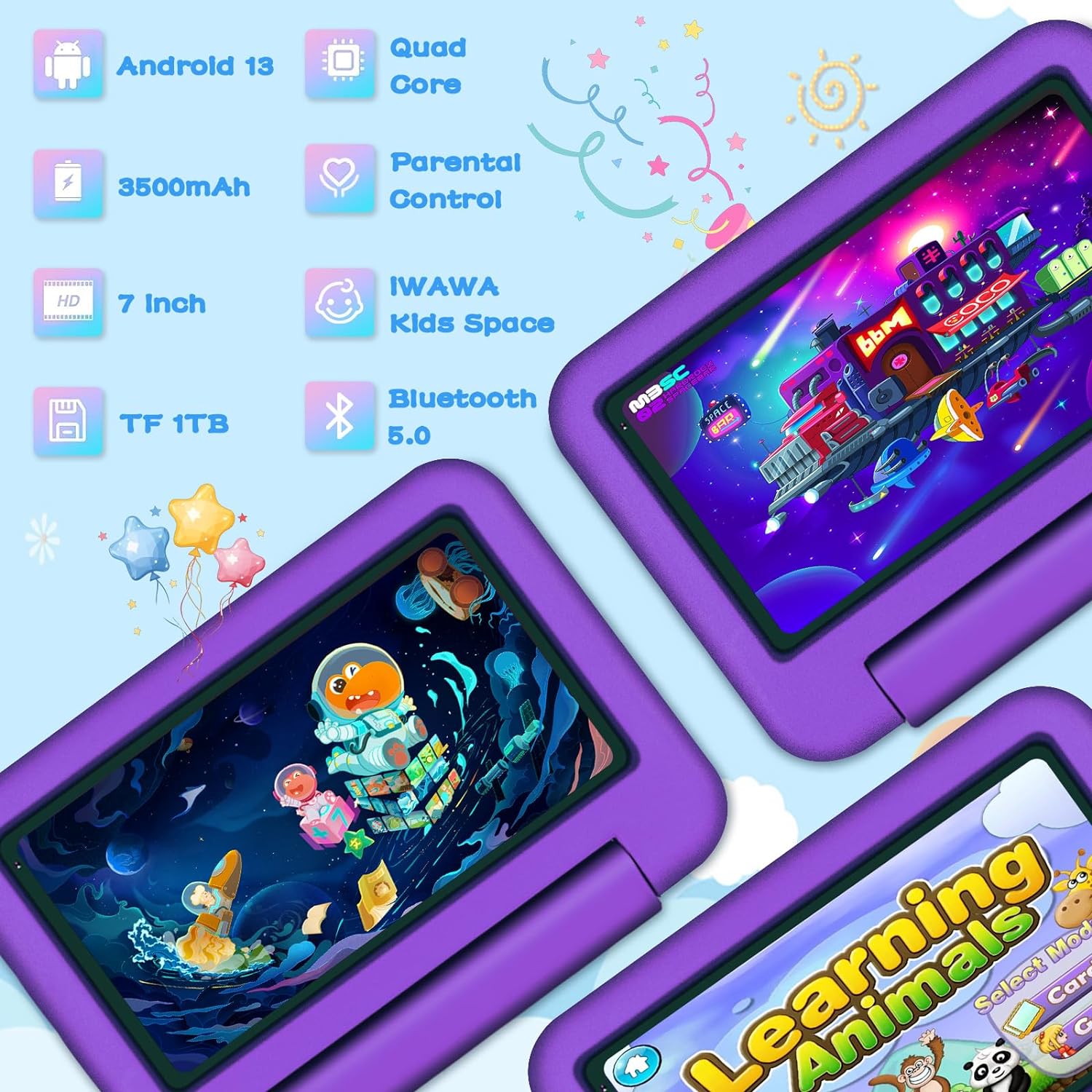 Планшет 7" Oangcc TAB A8 4+3/64Gb 4 ядра Android 13 Фиолетовый, фото №2