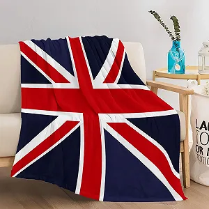 Покривало Флаг Великої Британії Проста М'яка Вовняна 150 x 200 см Блакитна та Червона synthetic.ua - Фото 1