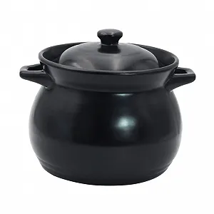 Кастрюля керамическая GLEAVI жаростойкая для супа черная - Фото 1