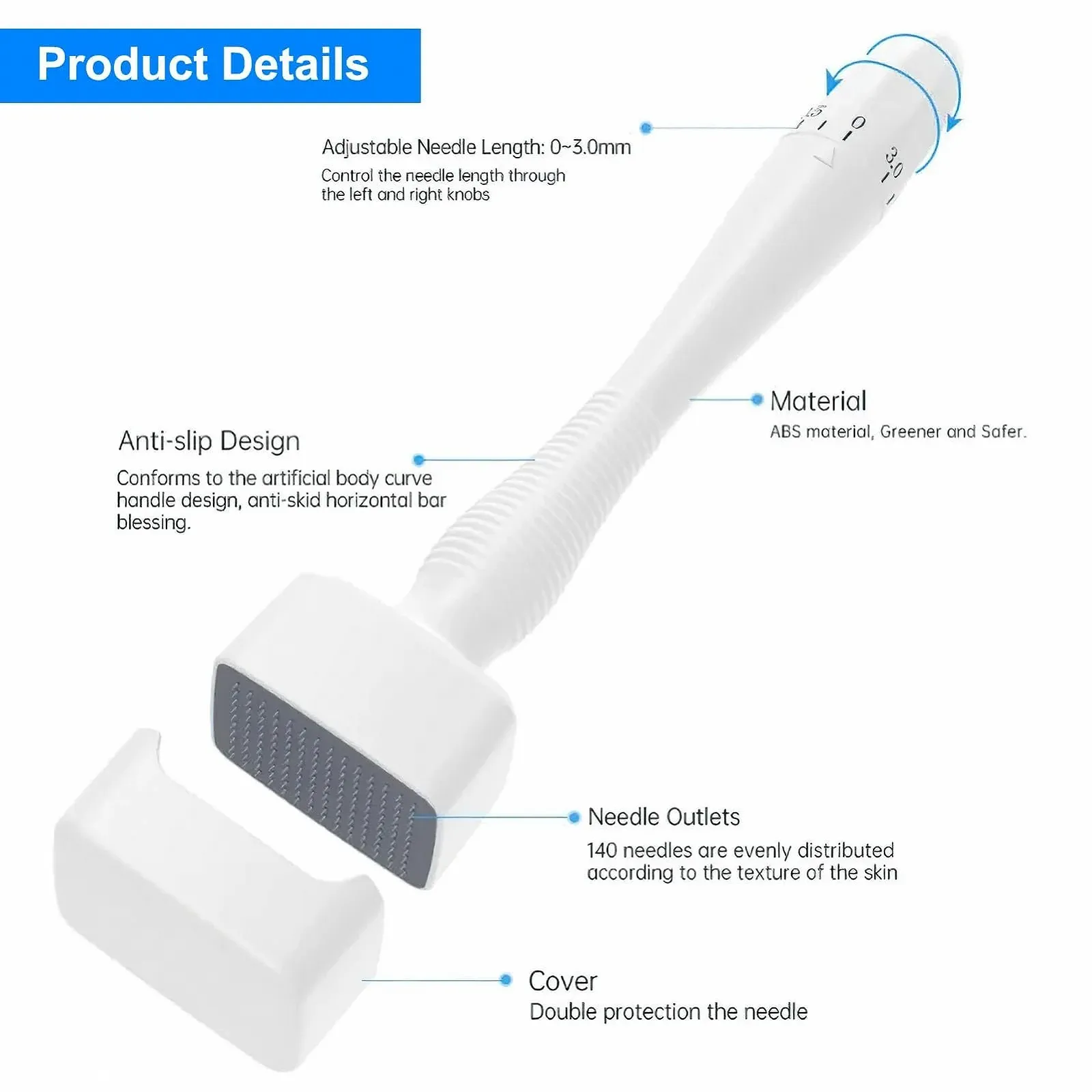 Мікрогольчатий штамп регульований, 140 титанових голок, фото №4