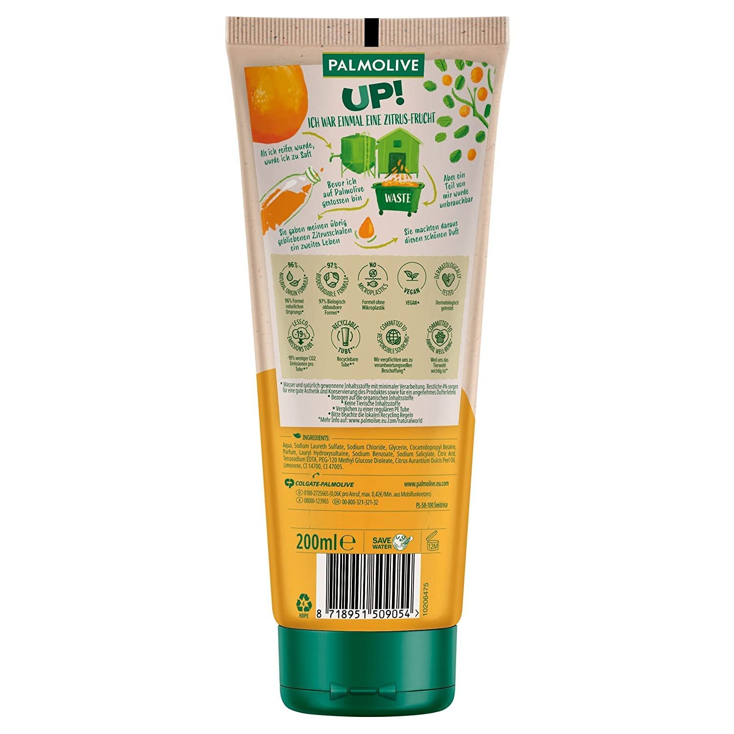 Гель для душа Palmolive Up! с цедрой цитрусовых и цветом персика 200 мл 6 шт., фото №2