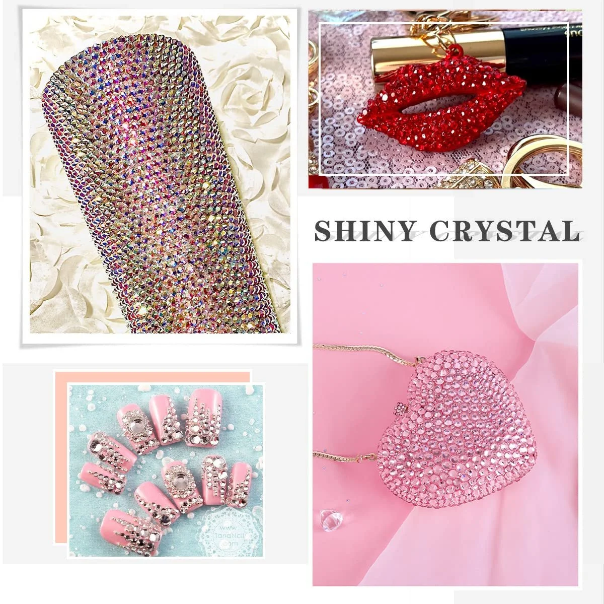 Стрази Novani Плоскі кристали Скло для рукоділля макіяжу манікюру та DIY прикрас Рожеві стрази (SS16, 4 мм), фото №9