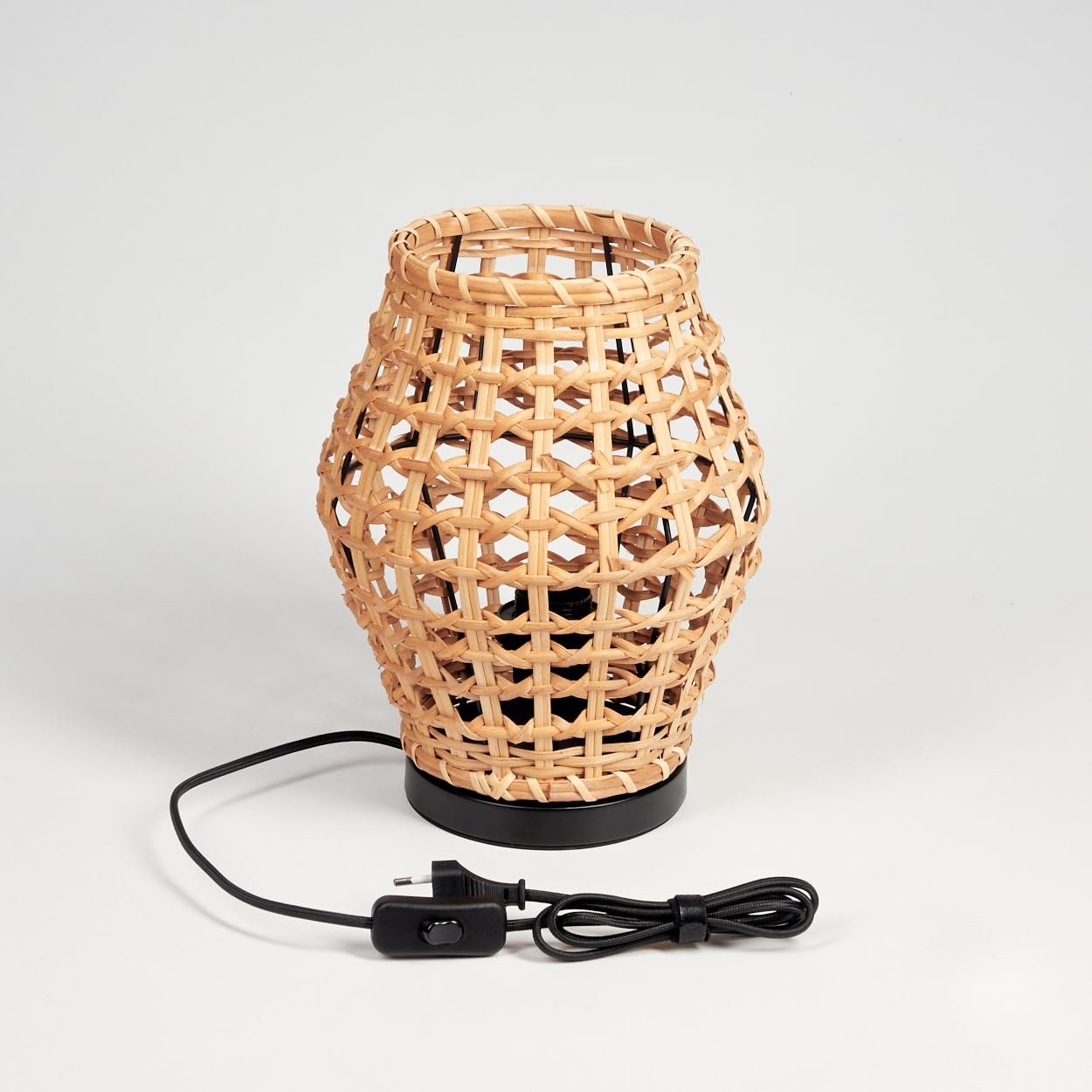 Настільна лампа HOFSTEIN Cardeira Метал Ротанг 29.5 см E27 Чорний/Натуральний, фото №5