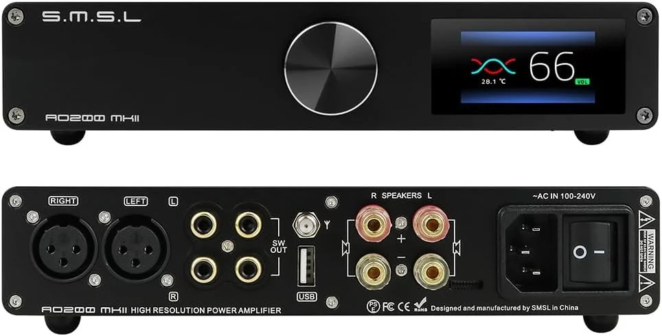 Усилитель класса D S.M.S.L AO200-MKII / 160 Вт x 2 (4 Ом) / XLR/RCA / BT 5.0 / 2.1 канал / Черный, фото №1 Усилитель класса D S.M.S.L AO200-MKII / 160 Вт x 2 (4 Ом) / XLR/RCA / BT 5.0 / 2.1 канал / Черный, фото №1