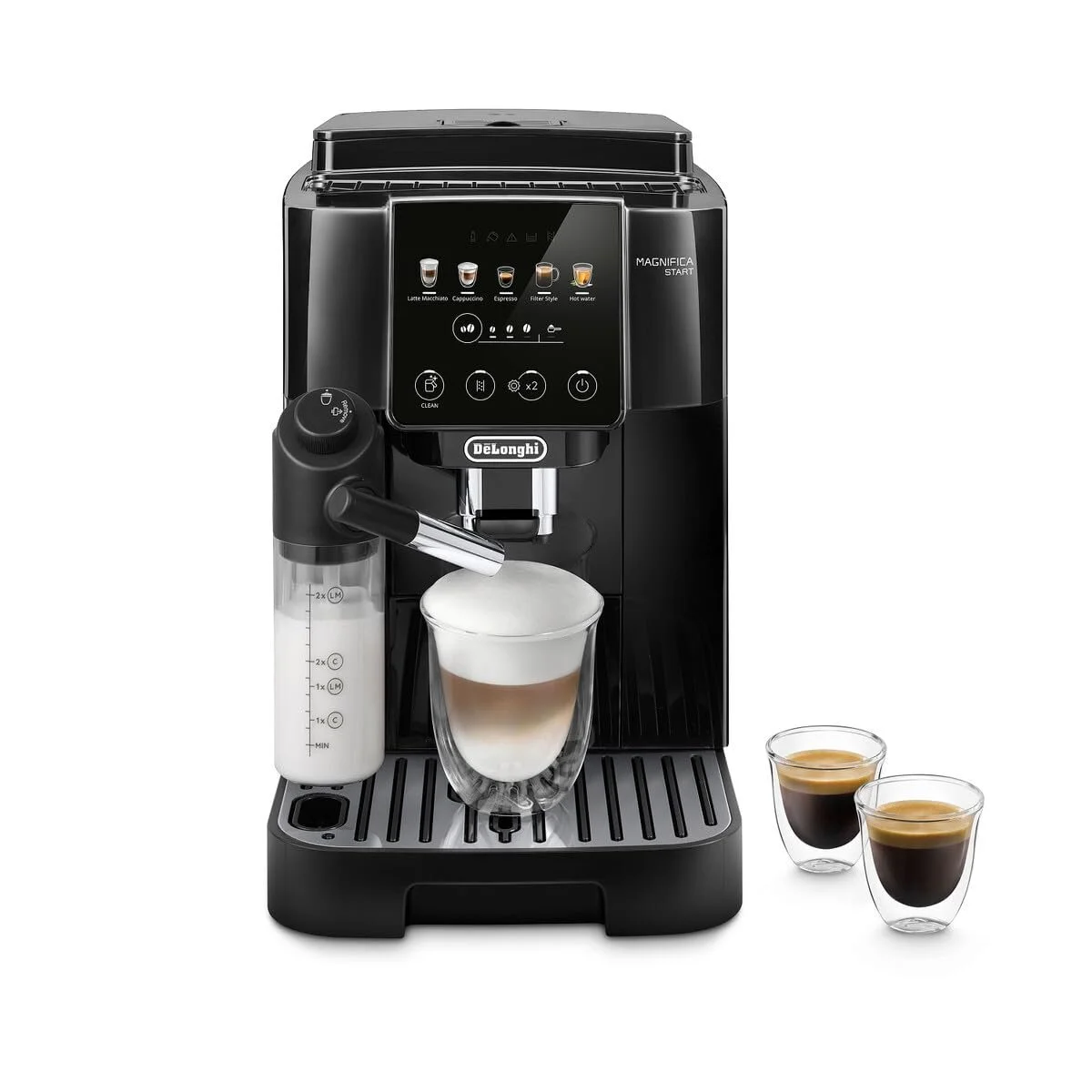 Кавомашина автоматична De'Longhi Magnifica Start ECAM220.91.B з системою LatteCrema для автоматичного капучино, 5 кнопок прямого набору, панель управління Soft Touch, функція x2, чорна, фото №1 Кавомашина автоматична De'Longhi Magnifica Start ECAM220.91.B з системою LatteCrema для автоматичного капучино, 5 кнопок прямого набору, панель управління Soft Touch, функція x2, чорна, фото №1