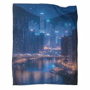 Покривало Місто Порт Cuddly Сталь 3D Мікрофібра Флісова М'яка Тепла Скандинавська Накидка на диван Дитяча Флісова ковдра - Фото 1