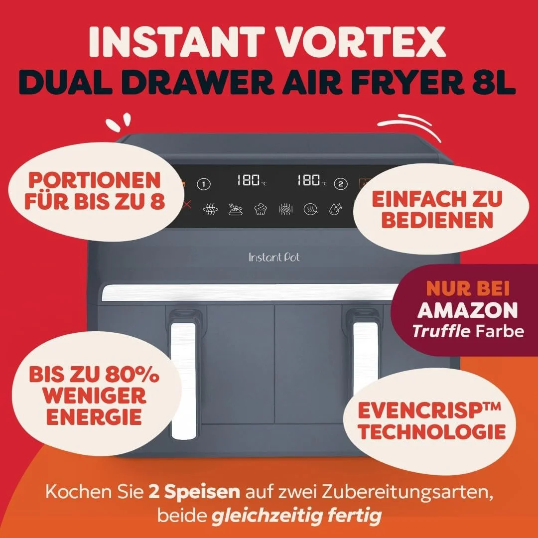 Мультипіч Instant Pot Vortex Dual 8 л 2 кошика 8-в-1 Сірий трюфель, фото №2 Мультипіч Instant Pot Vortex Dual 8 л 2 кошика 8-в-1 Сірий трюфель, фото №2