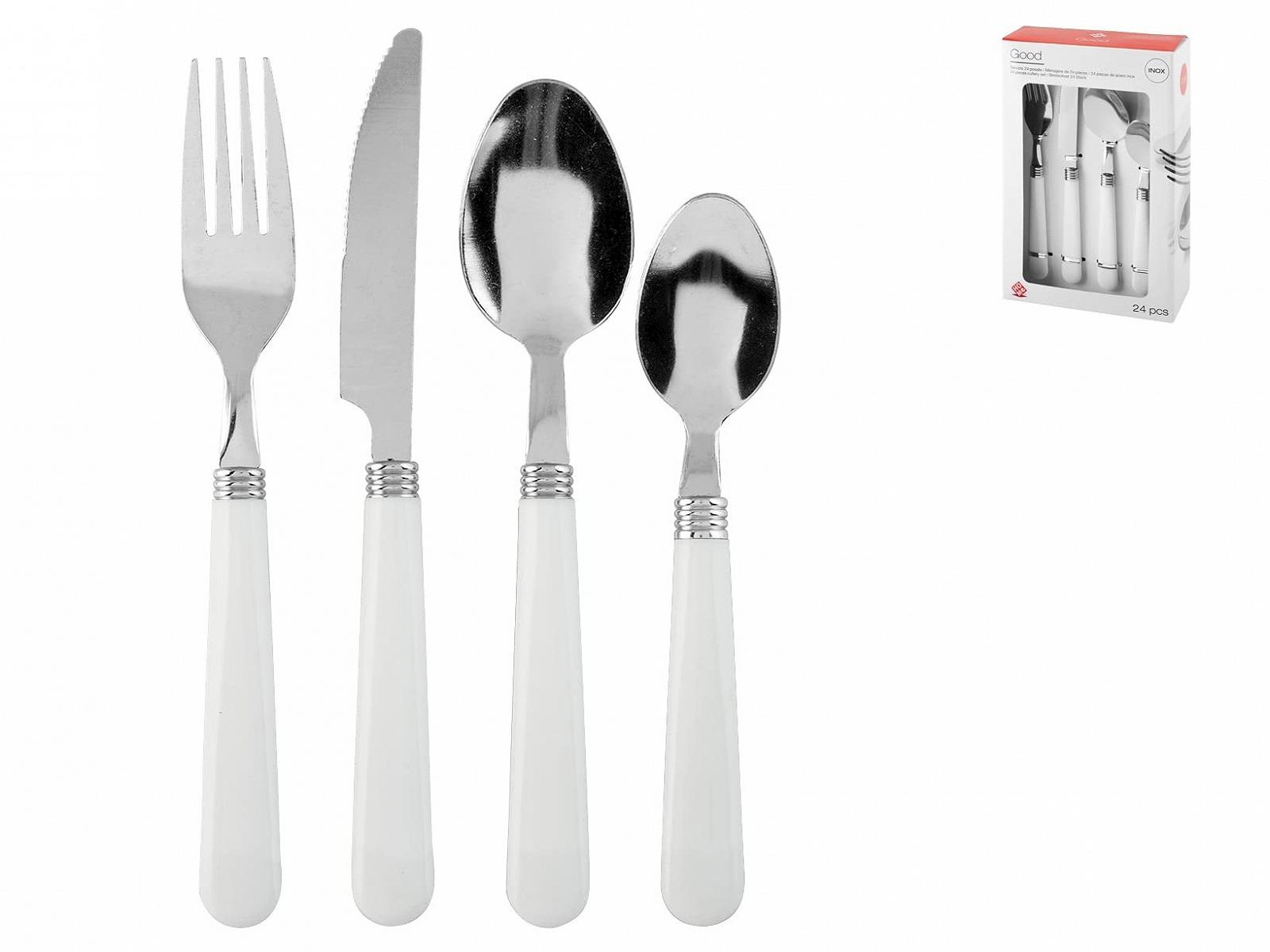 Набор столовых приборов Home 756467 24 предмета Нержавеющая сталь Белая ручка, фото №1