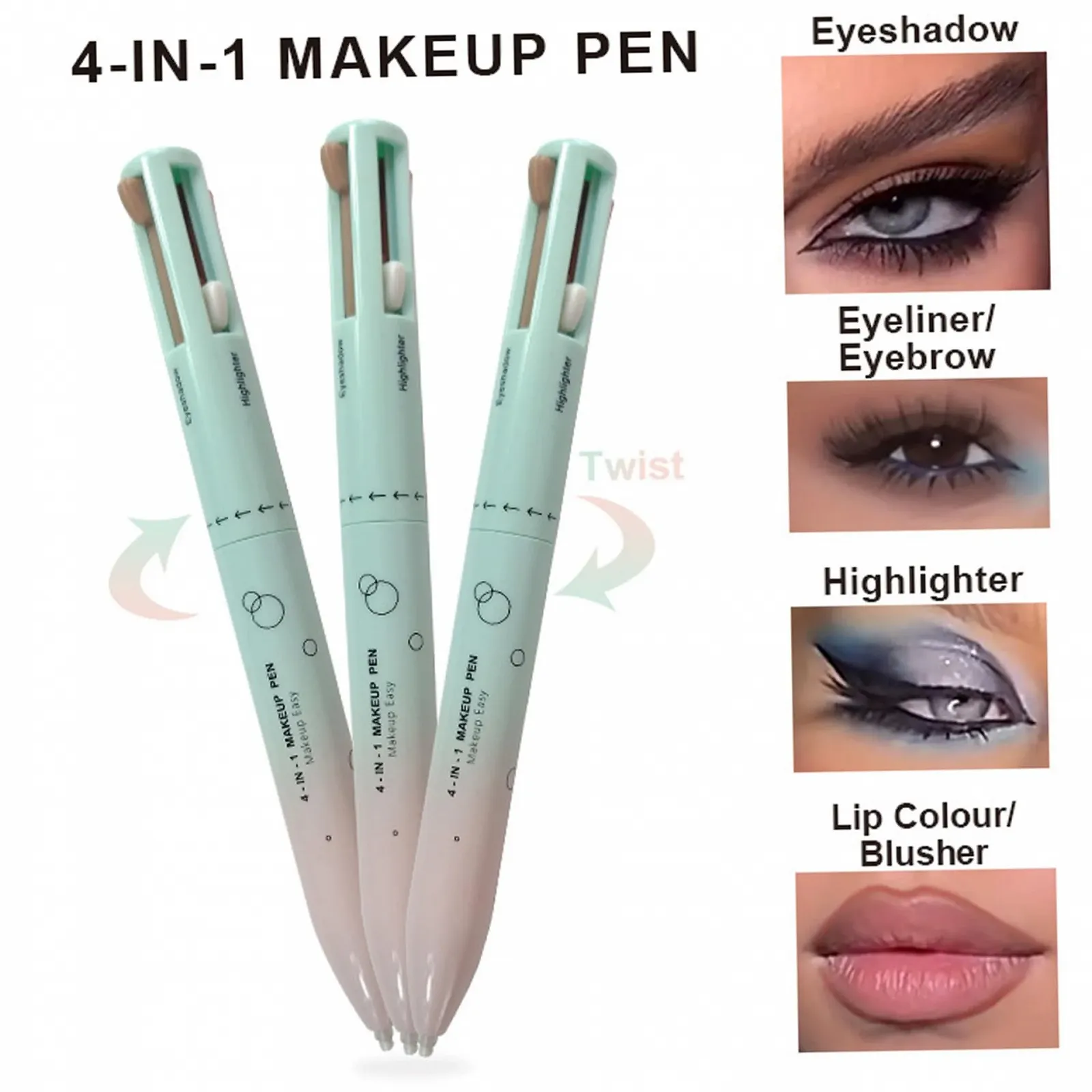 Олівець 4 в 1 Easy Switch Eyeliner Eyebrow Lip Liner Highlighter, фото №6