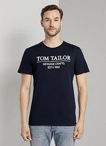 Футболка  with print 1021229XX1010668 Tom Tailor Темно-синій S - Фото 1