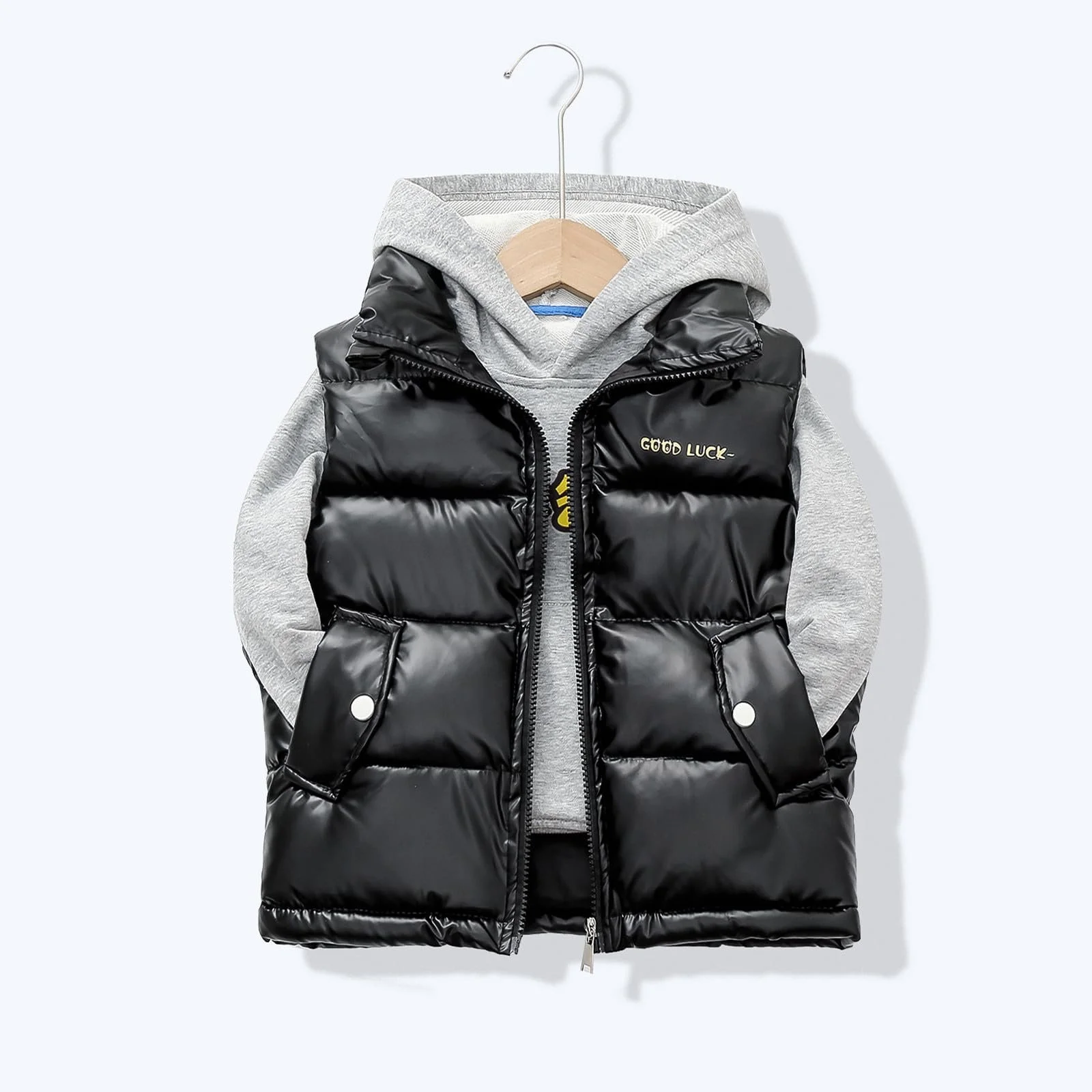 Жилет стеганый однотонный детский, фото №2