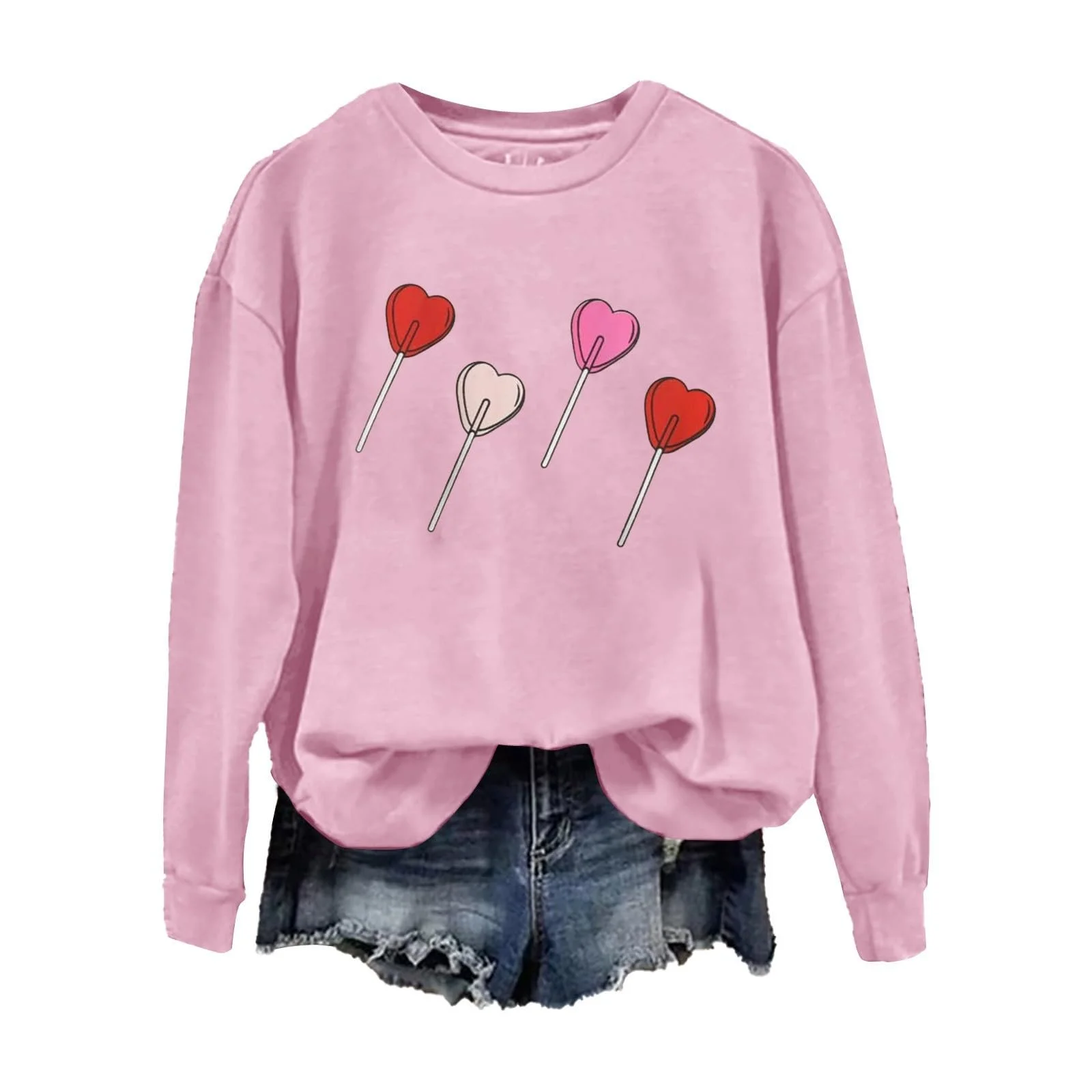 Женская Толстовка Блузка Пуловер на День Святого Валентина, Милая Сладкая Любовь Сердце Графическая Рубашка, Повседневная Рубашка с Длинным Рукавом и Круглым Вырезом, Спортивные Футболки, фото №1 Женская Толстовка Блузка Пуловер на День Святого Валентина, Милая Сладкая Любовь Сердце Графическая Рубашка, Повседневная Рубашка с Длинным Рукавом и Круглым Вырезом, Спортивные Футболки, фото №1