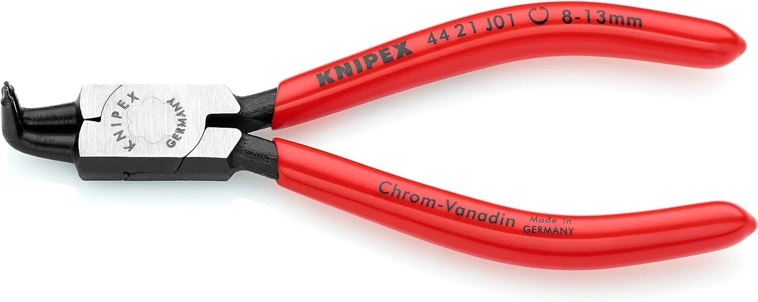 Плоскогубцы для внутренних стопорных колец KNIPEX 44 21 J01 с пластиковым покрытием, черные, атласные, 130 мм, фото №1