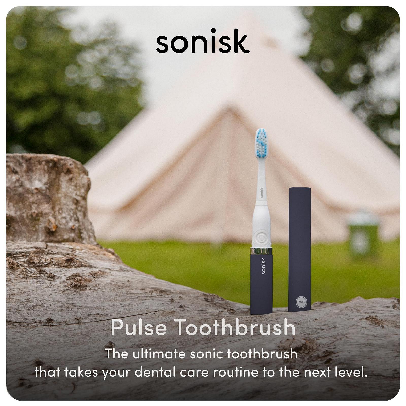 Набор Зубных щеток Электрическая Sonisk Couple Set Pulse 2 шт. 4 Сменные Насадки, Зубная Паста Все-в-Одном, Звуковая Технология, Удаление Налета (Бирюзовый и Матовый Черный), фото №5