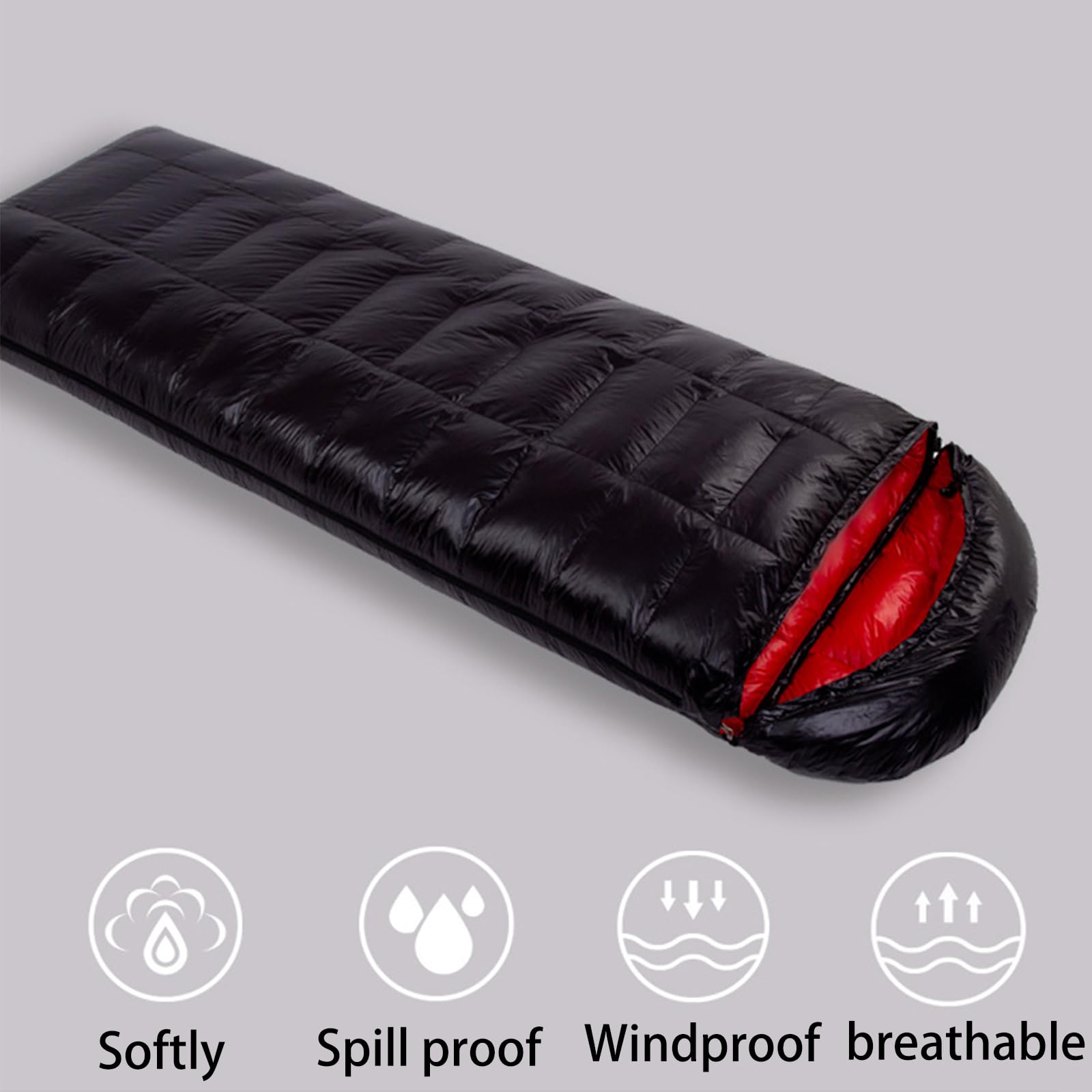 Спальный мешок для кемпинга Gänsedaunenschlafsack три сезона -10 ℃ ~ 5 ℃ 210 x 80 см ультралегкий портативный водонепроницаемый, фото №6