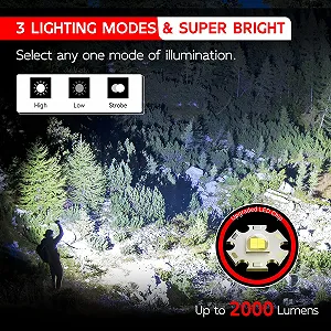 Фонарь LED Перезаряжаемый BUCASA 2000 люмен, 3 режима, Зум, Водонепроницаемый - 2 шт synthetic.ua - Фото 1