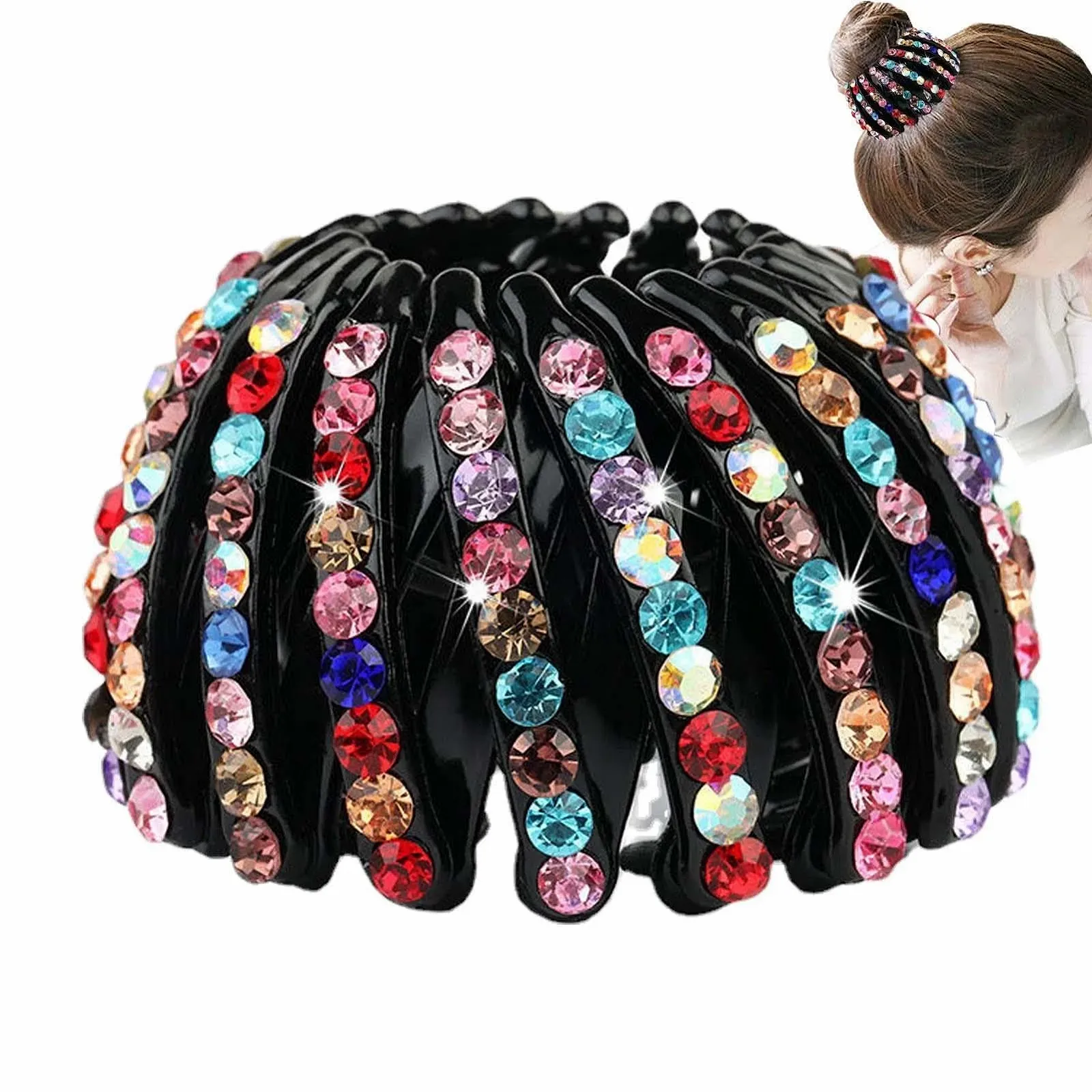 Заколка для волос Тип «Птичье гнездо» Bexdug со стразами, расширяемая, держатель для волос со стразами, аксессуары для волос, пучок со стразами «Птичье гнездо», зажим для волос «Птичий хвост» для женщин и девушек, фото №6