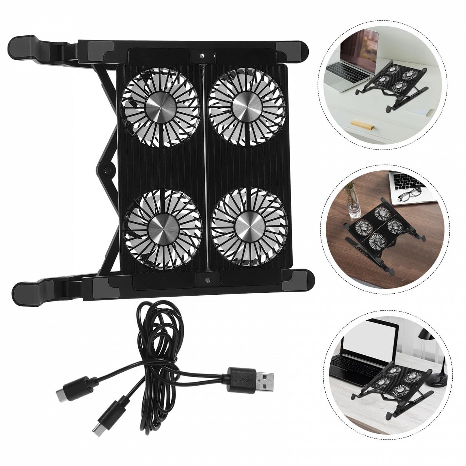 Підставка для ноутбука регульована UKCOCO з вентиляторами Міцний пластик Нековзні ніжки Ефективне охолодження, фото №5