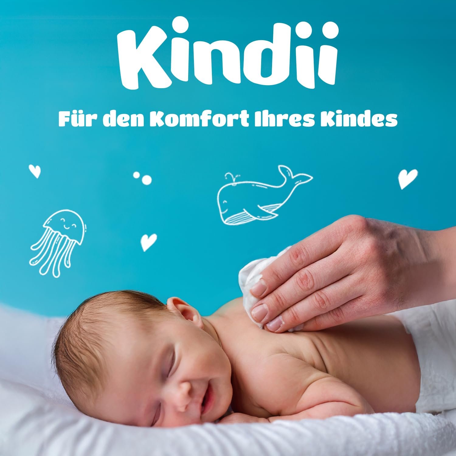 Дитячі подушечки Kindii Pure 100% бавовна Великі квадратні для чутливої шкіри 60 штук, фото №5