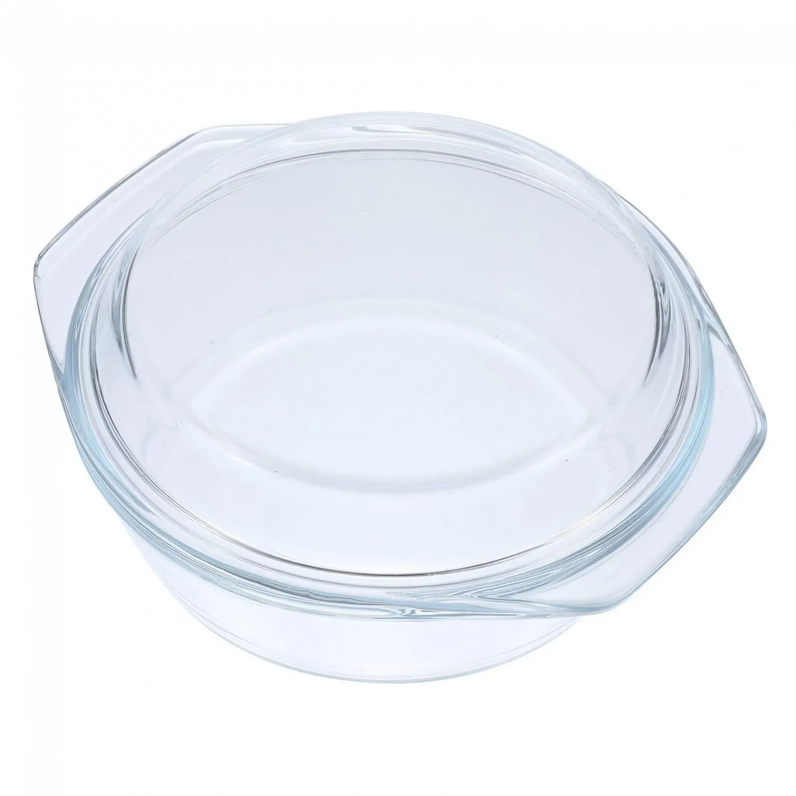 Форма для запікання скляна з кришкою кругла термостійка прозора, фото №1