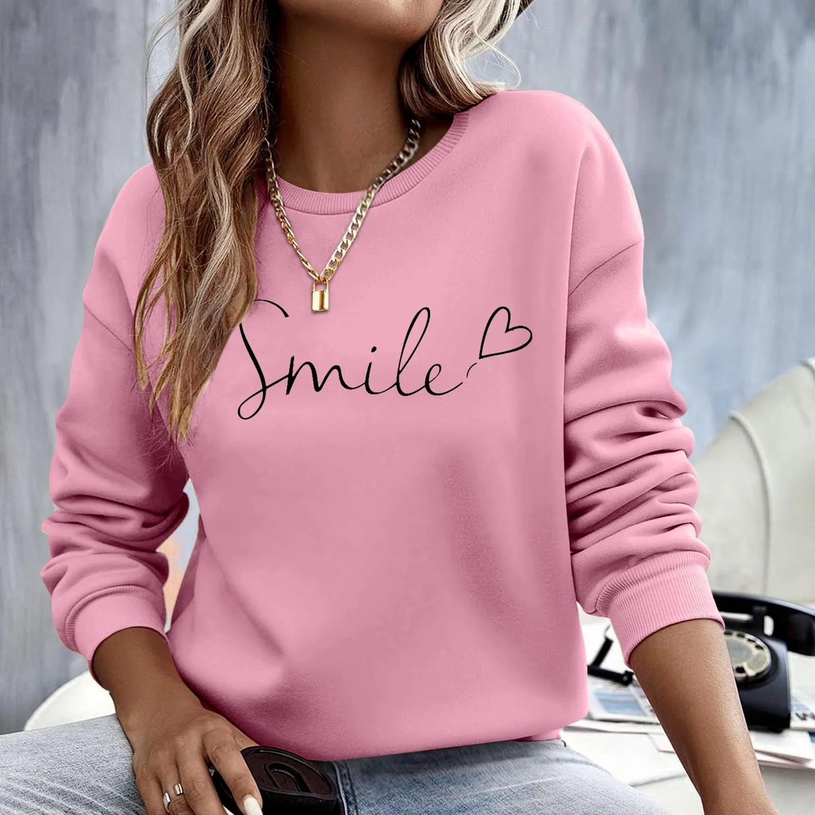 Милый свитшот для женщин с буквенной графикой, одежда для тренировок, круглый вырез горловины, повседневный, 2025, смешной, круглый вырез горловины, свитшоты, Y2K, модный, свободный крой, комфорт, мягкий, аниме, фото №6