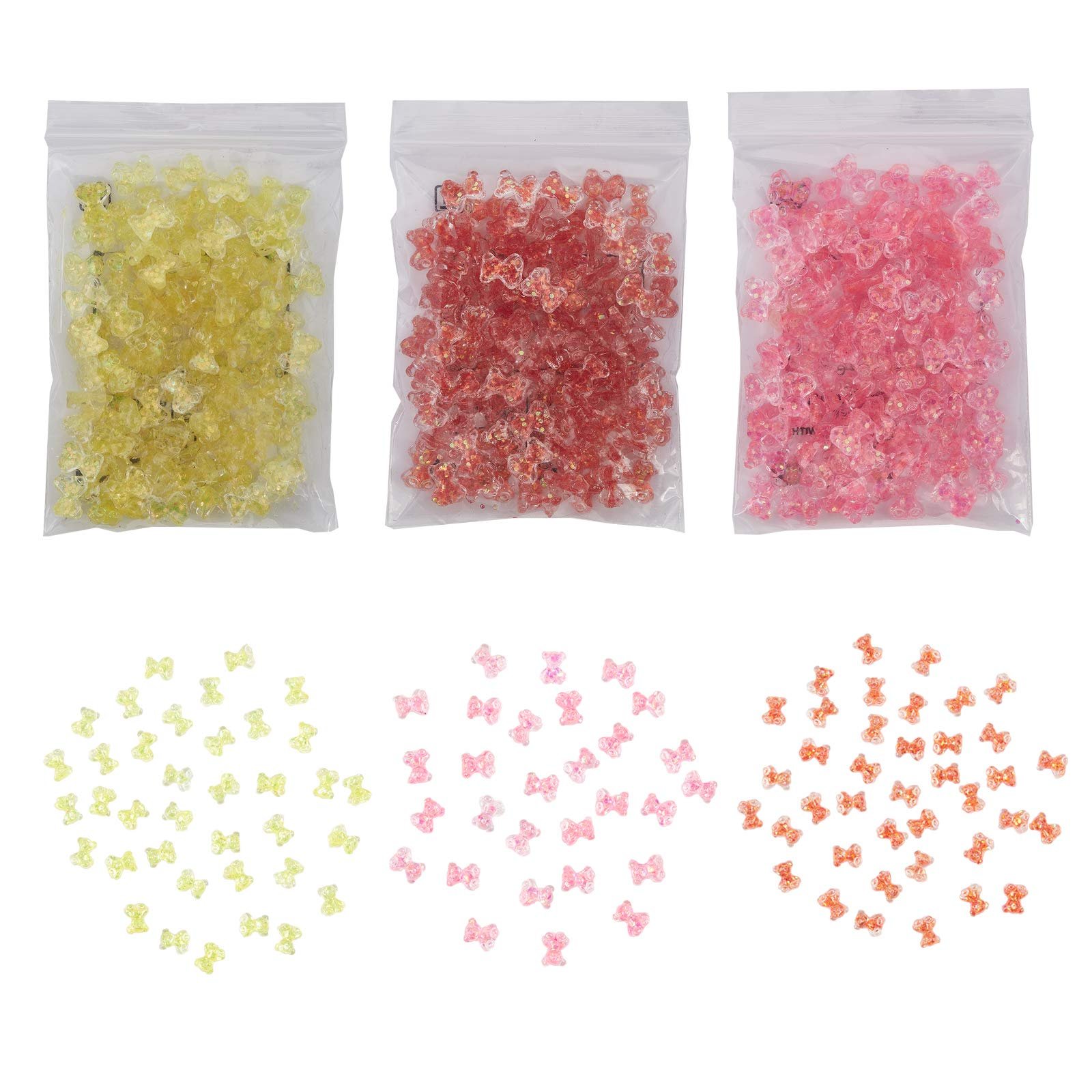 3D Украшения для ногтей Мишка NICENEEDED Смола Мишка Кристалл Аврора Прозрачный, Светло-желтый, Черный, фото №3