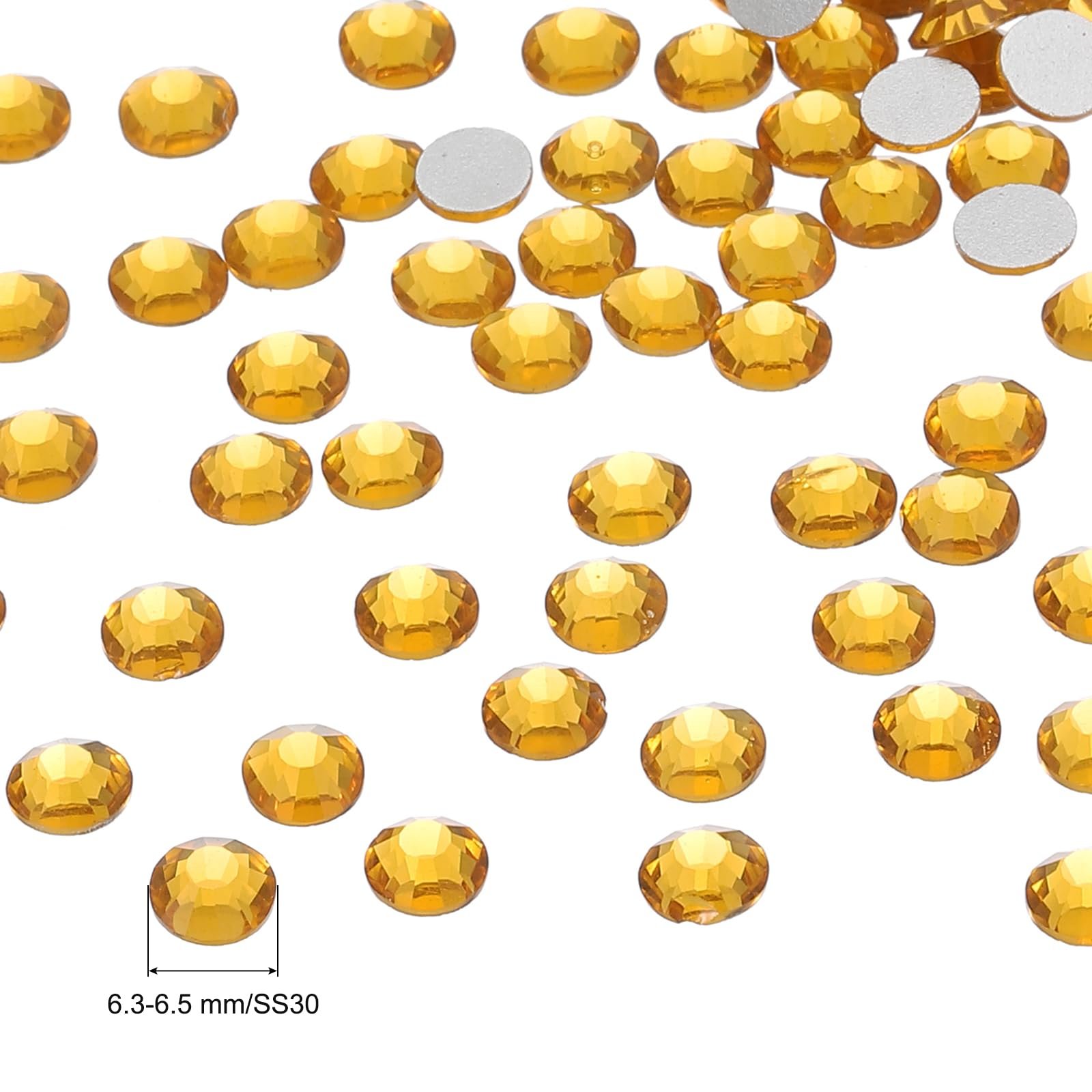 Стразы PATIKIL SS30 288 штук для рукоделия и макияжа (золотистый желтый), фото №2