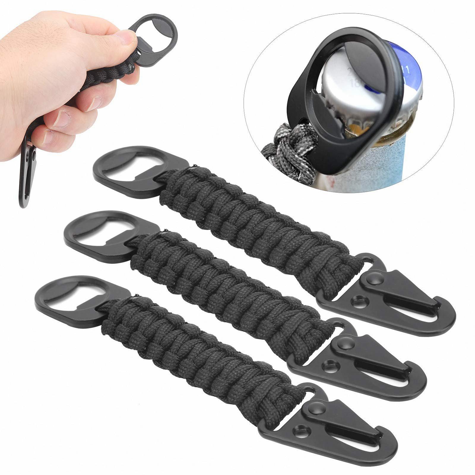 Брелок Paracord HERCHR, 3 шт, багатофункціональний, відкривачка для пляшок, карабін Paracord, ремінець, нековзний зовнішній кулон для кемпінгу, риболовлі, полювання, фото №5