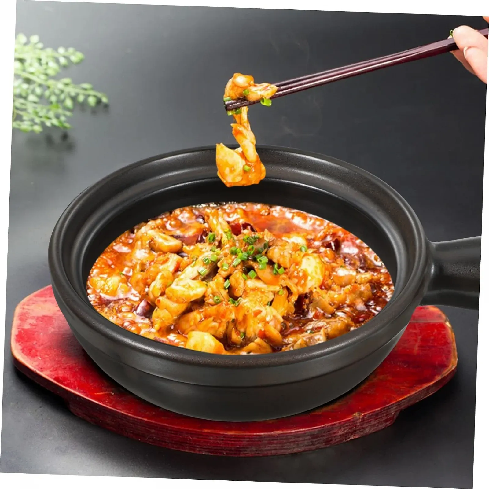 Кастрюля OUNONA керамическая с крышкой термостойкая с одной ручкой, фото №9