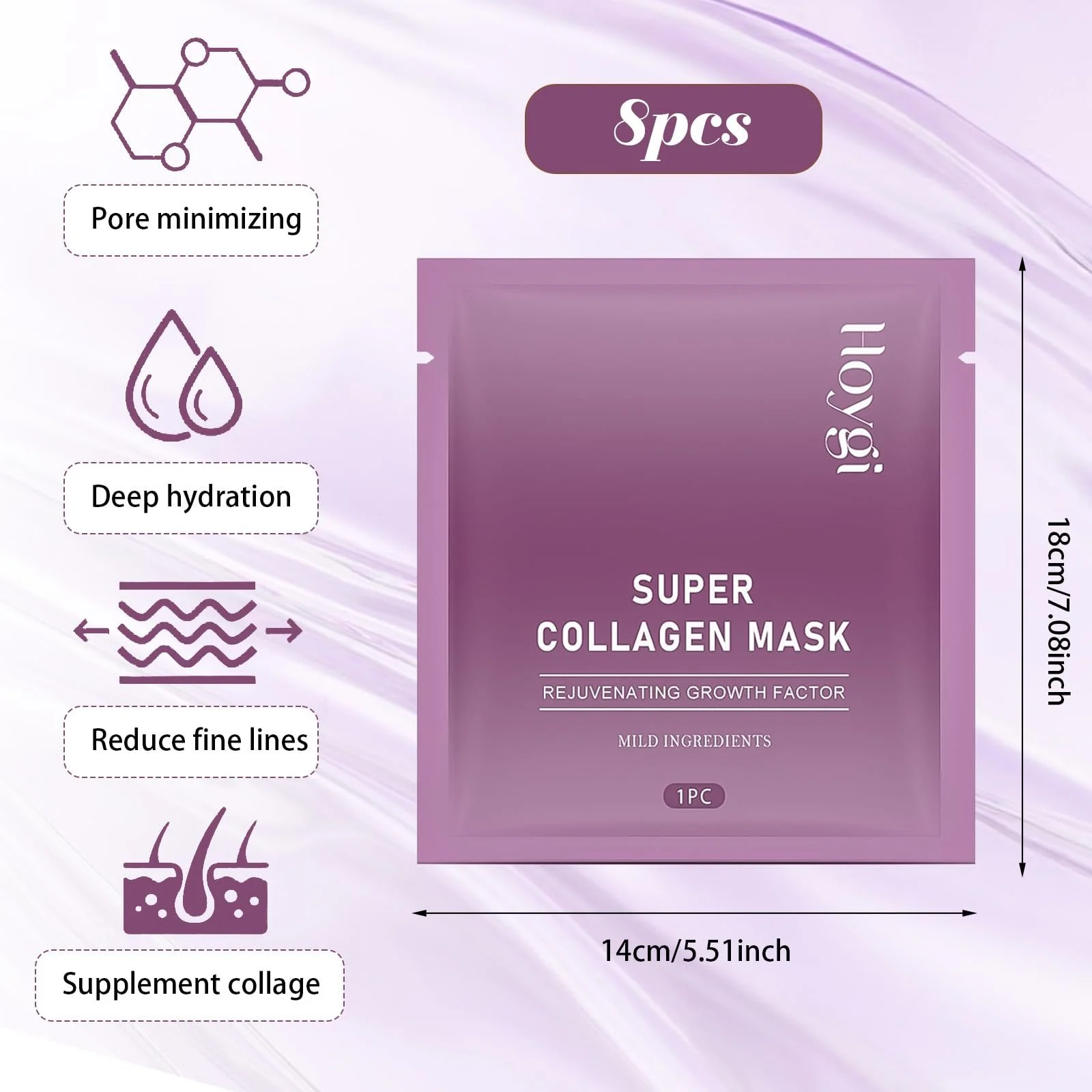 Маска для лица коллагеновая в таблетках, Уменьшает мелкие морщины, Увлажняет и глубоко питает, 8 шт, фото №6