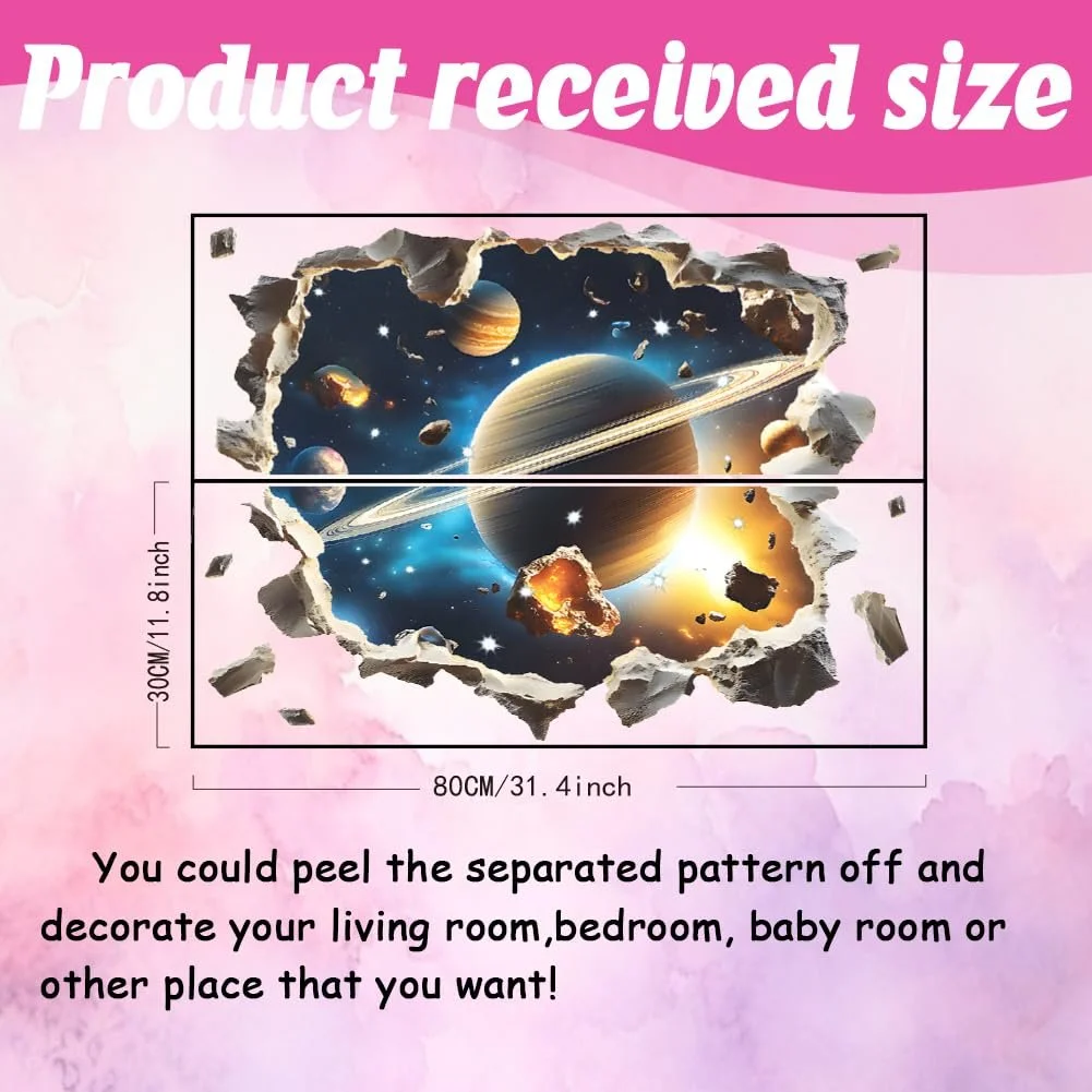 Наклейка на стіну 3D SUPERDANT Космічна галактика Вінілова Синя, фото №2