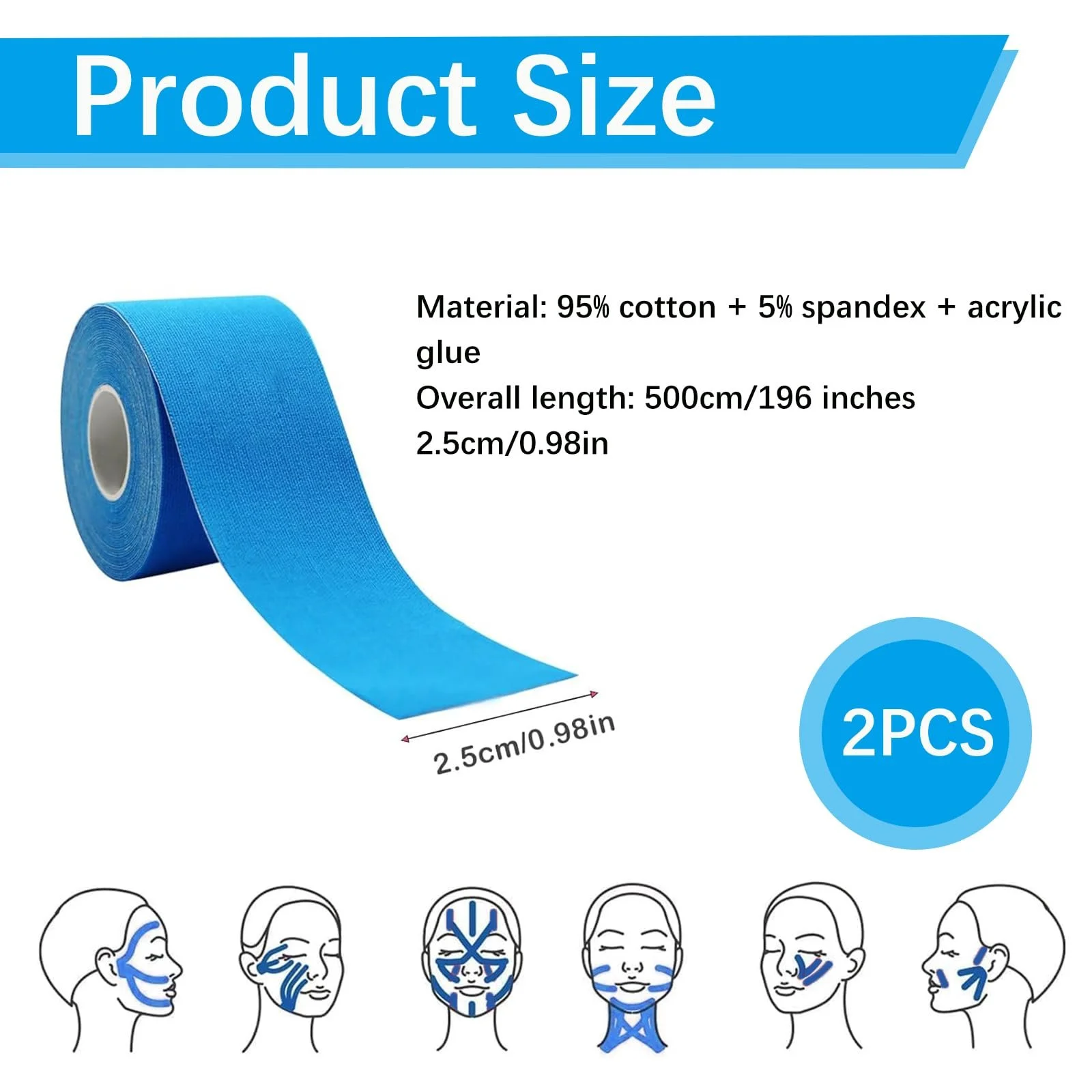 Стрічка для підтяжки обличчя, Пластирі проти зморшок, 2 шт, для підтяжки обличчя, фото №3