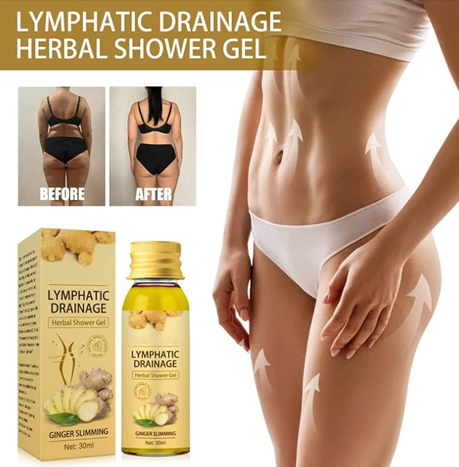 Гель для душу Ginger Lymphatic Drainage трав’яний для лімфодренажу 3 шт, фото №6