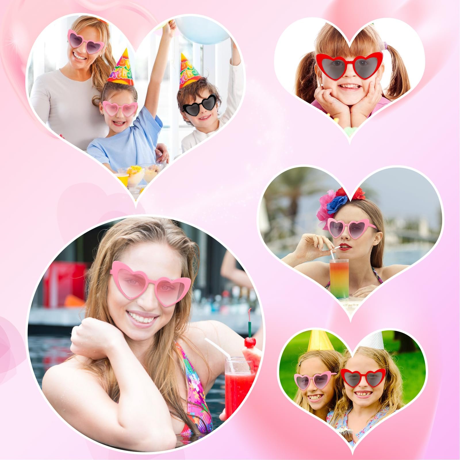 Сонцезахисні окуляри Серце Hxezoc, набір 6 штук, фото №6