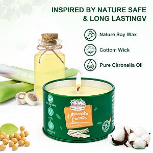 Свеча Citronella для улицы 4 штуки по 125 г - 120 часов горения Натуральный соевый воск и эфирное масло synthetic.ua - Фото 1