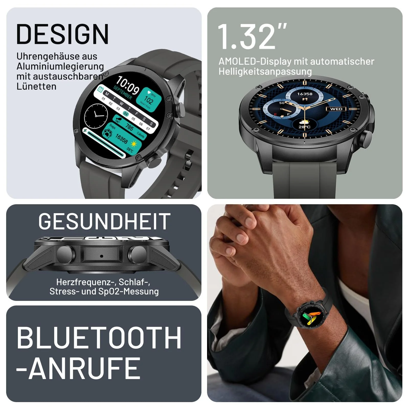 Смартгодинник Military Чоловічий, 1.43-дюймовий AMOLED-дисплей, фото №3