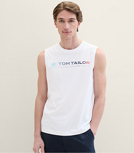 Майка Tanktop with a logo print 1041866ХХ20000 Tom Tailor Білий L - Фото 1