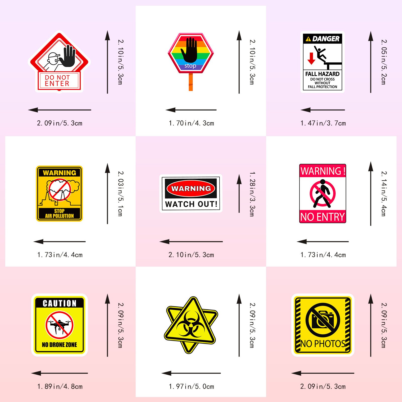 Стікери попереджувальні знаки - 50 шт, фото №6
