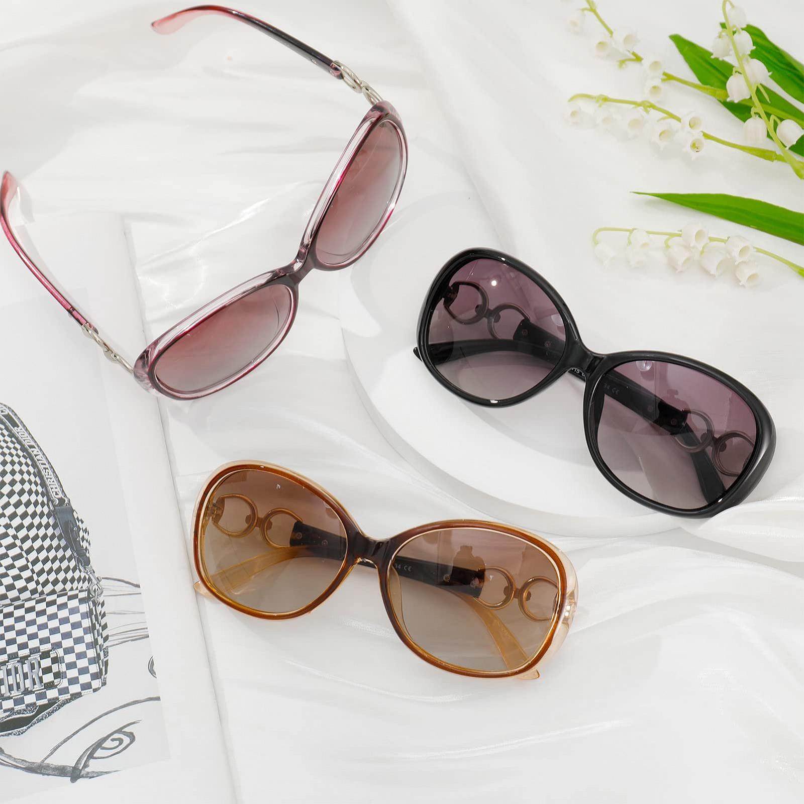 Солнцезащитные очки Женские Firtink Большие Поляризованные Модные Классические Винтажные UV400 Черные/Коричневые/Фиолетовые (3 шт.), фото №7