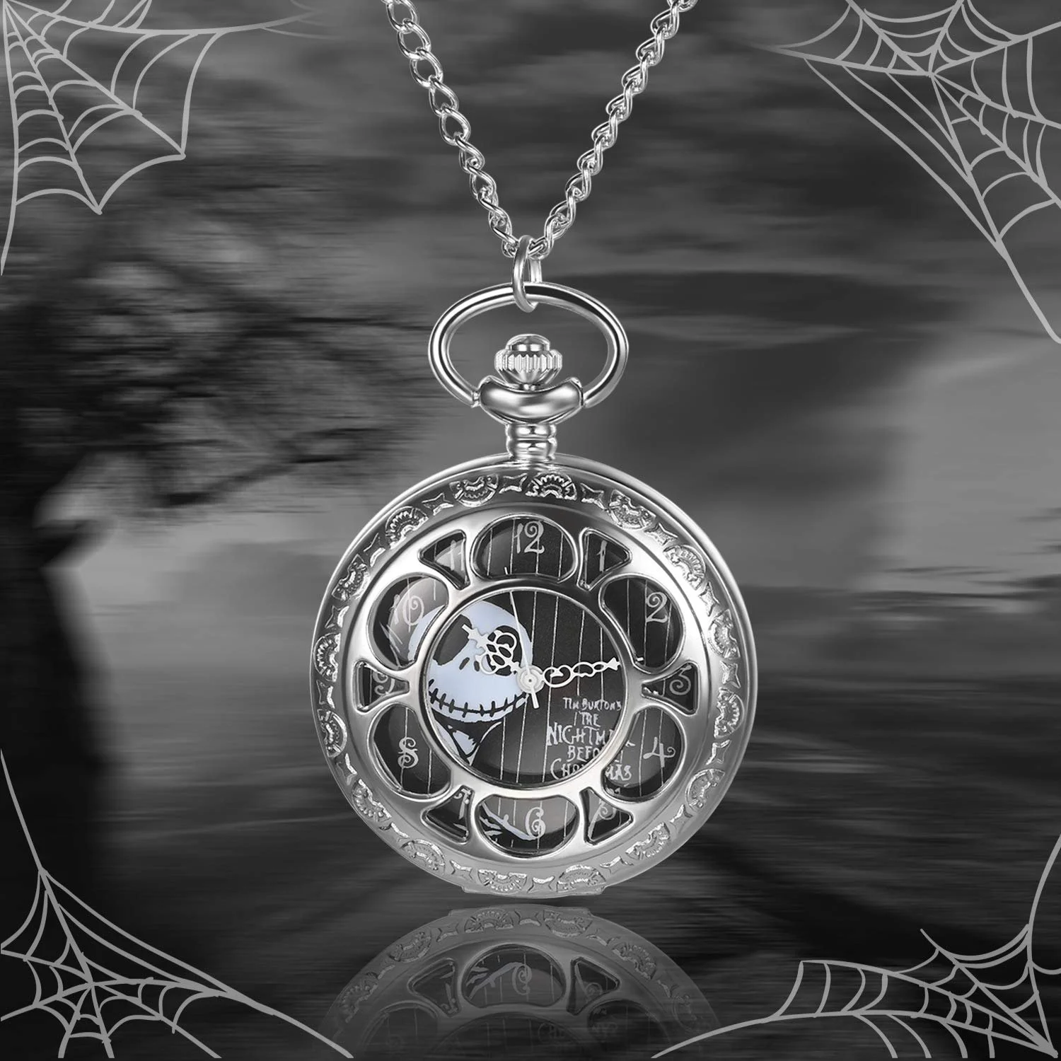 Кишеньковий годинник Чоловічий JewelryWe Череп Кварцовий годинник з ланцюжком Годинник-намисто, фото №4